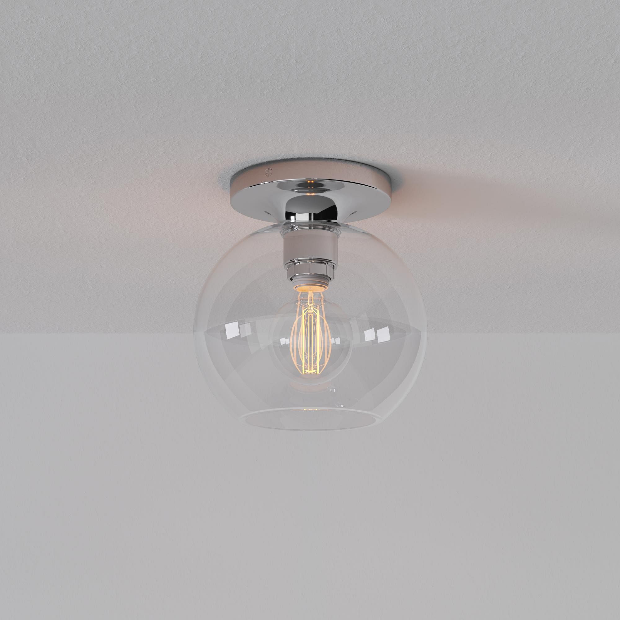 Selvion Modern Globe Ceiling Lamp - Damp-Rated Bathroom Lighting - Luxe Glass Shade