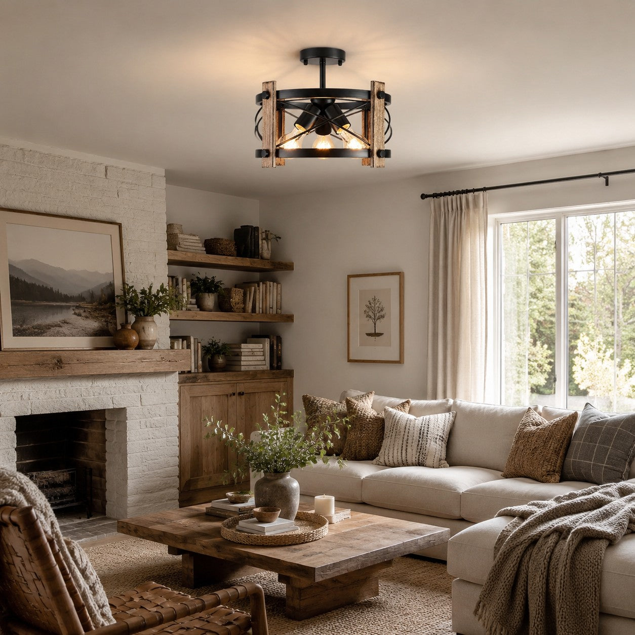 Rustic Farmhouse 3-Light Ceiling Fixture