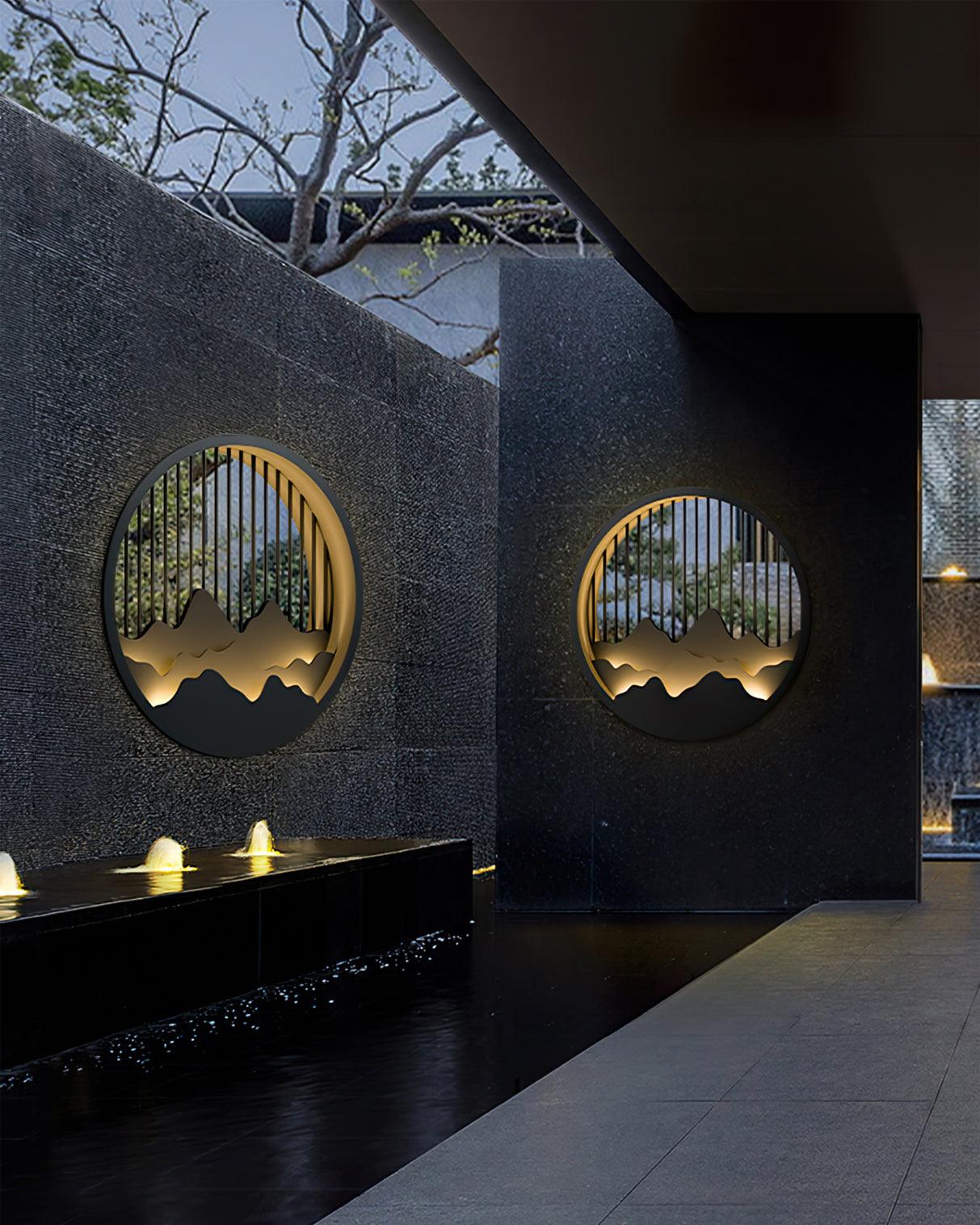 Mountain Outdoor Wall Lamp - Modern Circular Metal Light for Garden
