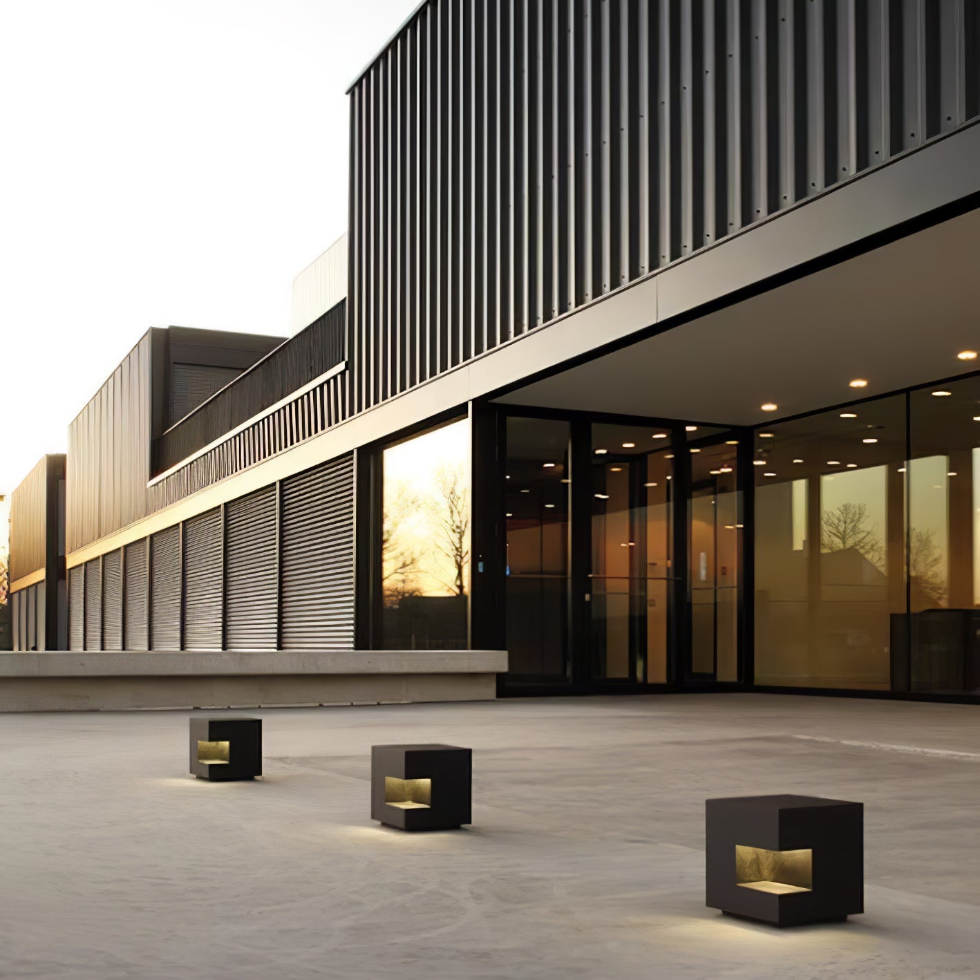 Cube Post Outdoor Light - Cube Outdoor Lamp Great for Courtyards