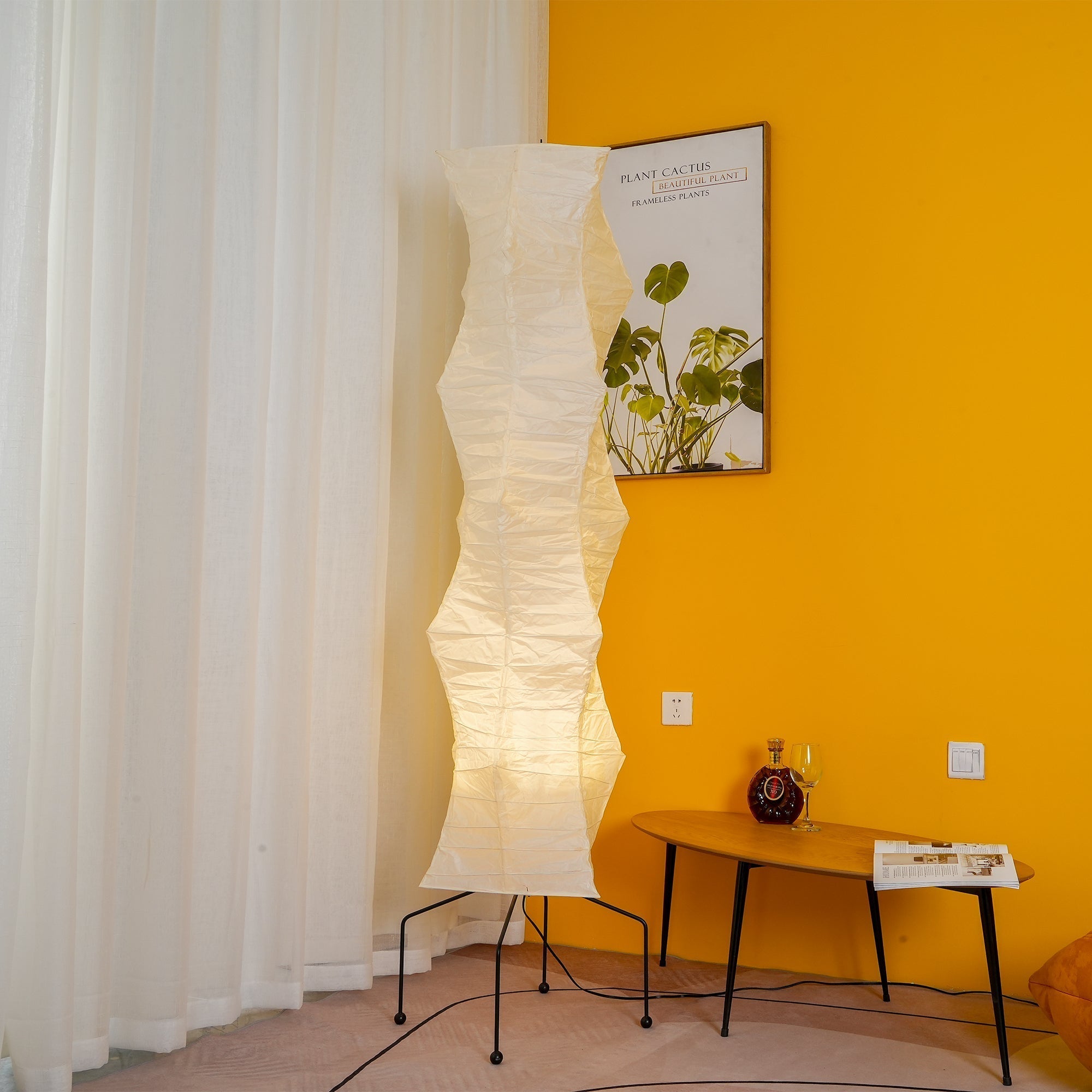 Rice Paper Floor Lamp - Bamboo Frame Soft Light for Living Room