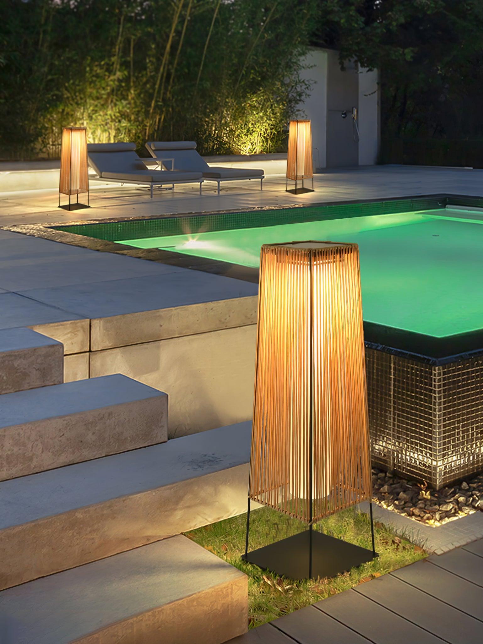 Plastic Rattan Outdoor Post Light - Solar Post Lamp Ideal