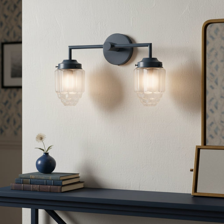 Tierlux Glas Art Deco Schminktischleuchte - Bunte Wolkenkratzer-Kugel-Wandleuchte