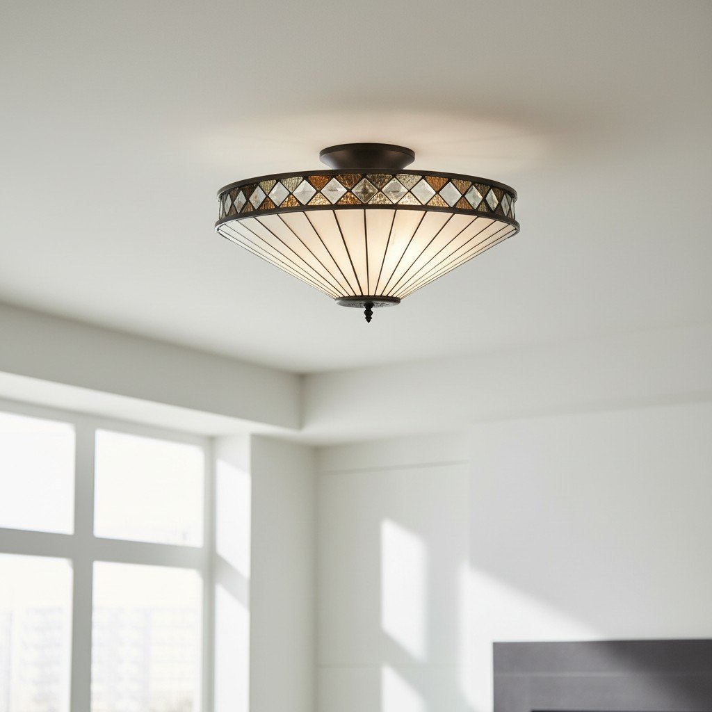 TF Fargo Semi-Flush Ceiling Lamp — A Classic Deco Light with a Decorative Glass Shade for Multi room Use