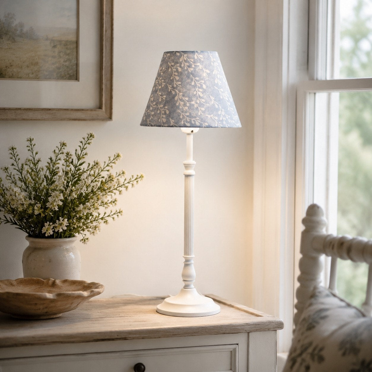 French Country Fabric Metal Table Lamp