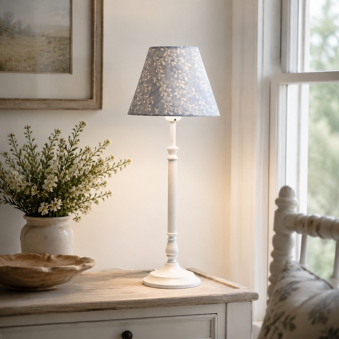French Country Fabric Metal Table Lamp