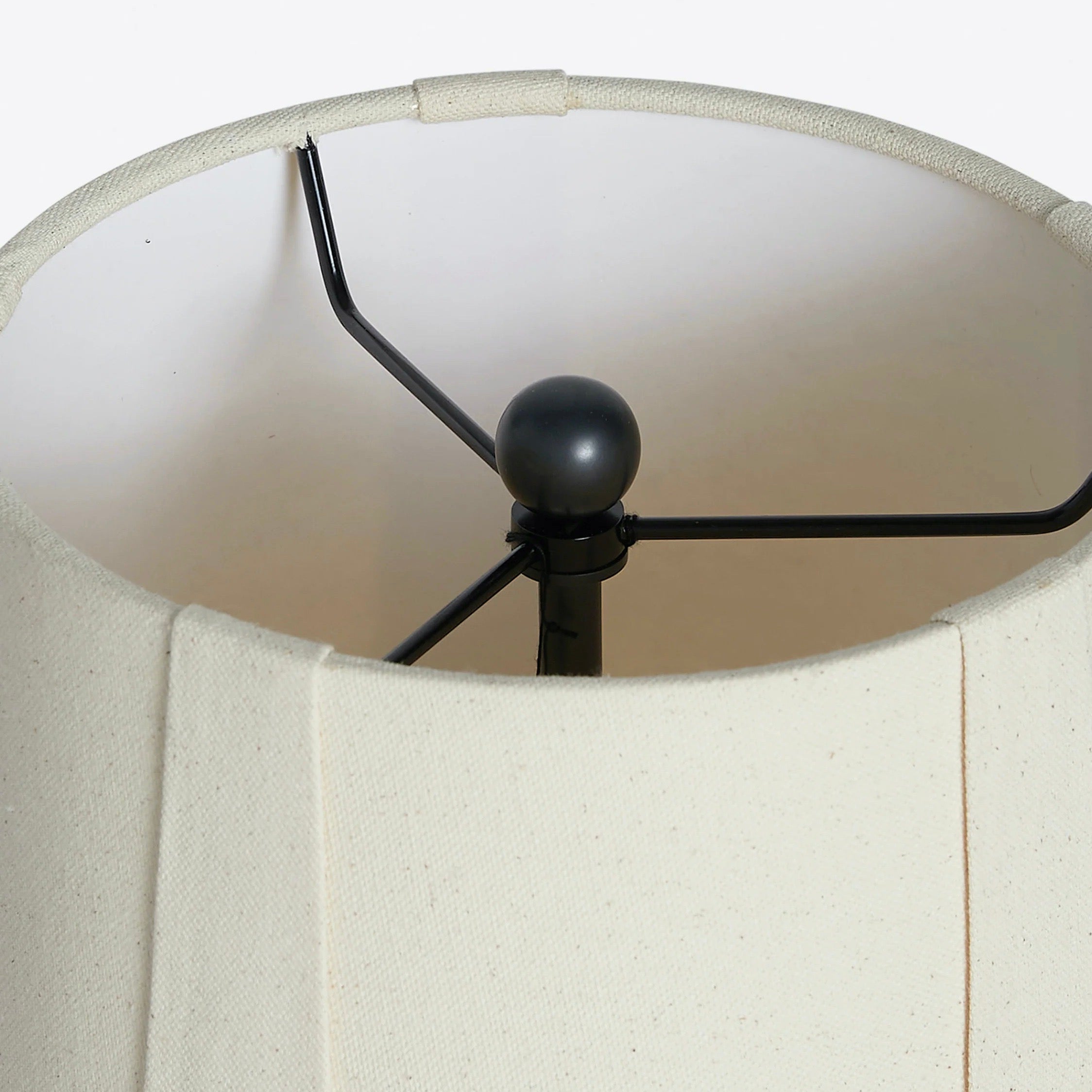 Pryssa Sculptural Ceramic Floor Lamp - Ivory Linen Shade for Living Room Accent