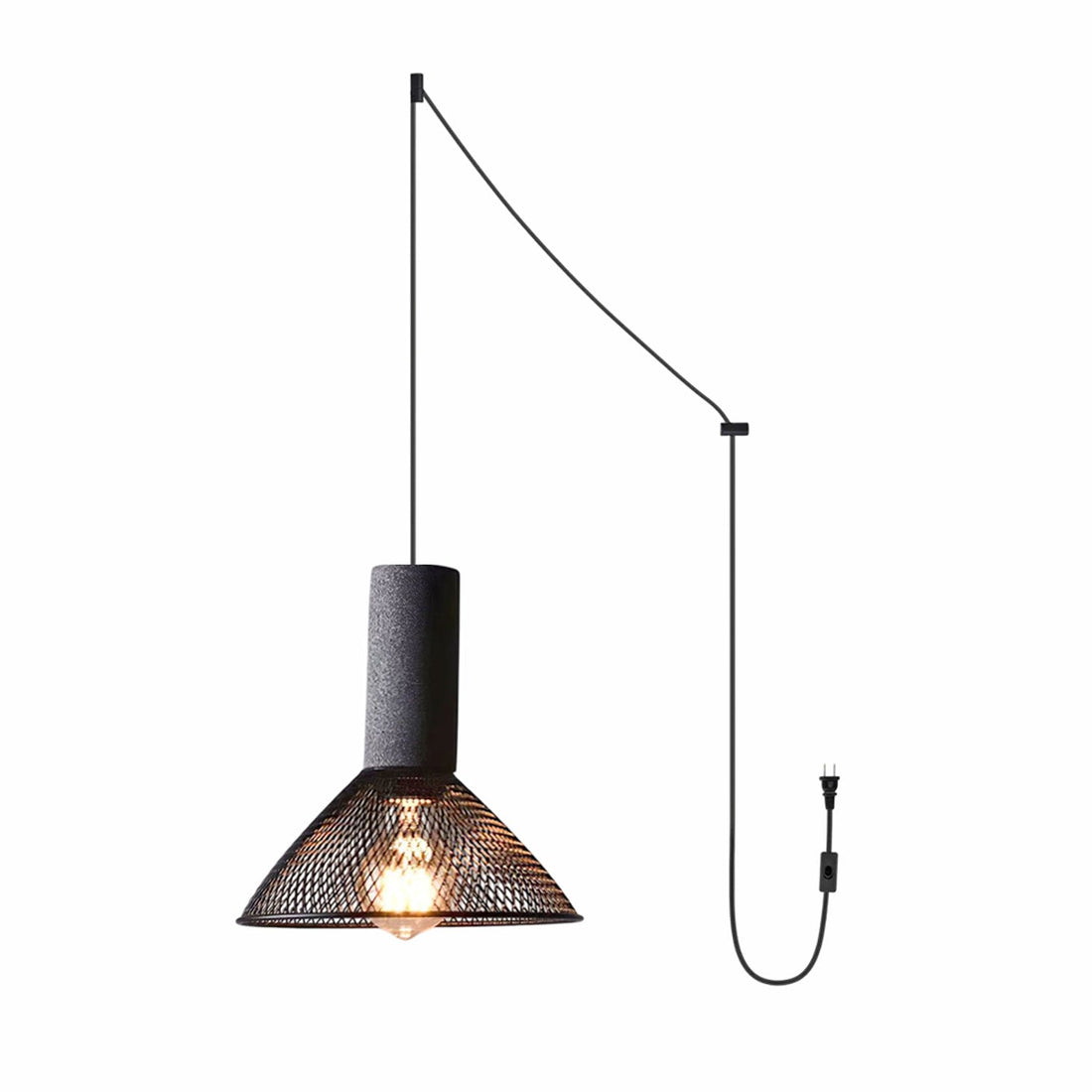 Perforated Iron Plug-In Pendant Light