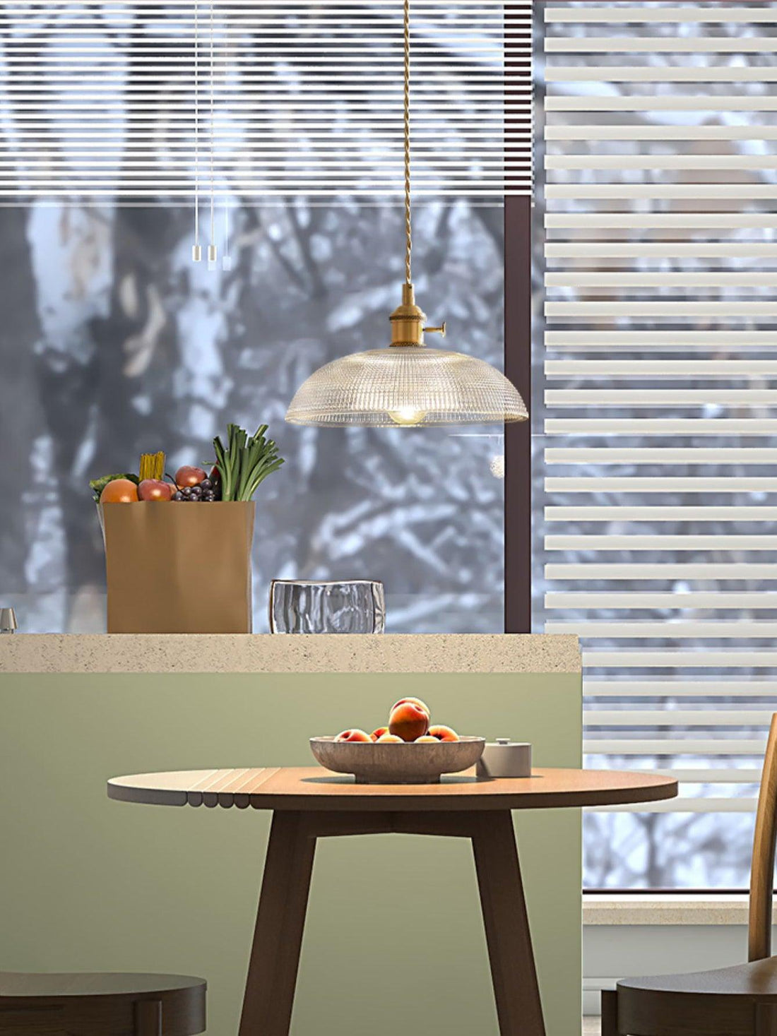 Polished Brass Domed Glass Plug-In Pendant