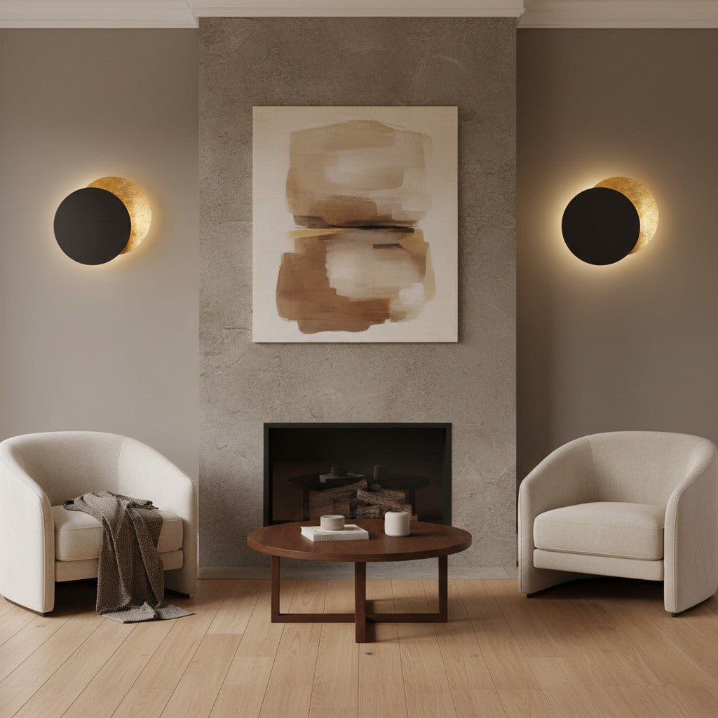 Discola Disc Wall Lamp – Modern Copper Halo Design with Circular Shade for Living Room or Bedroom N20