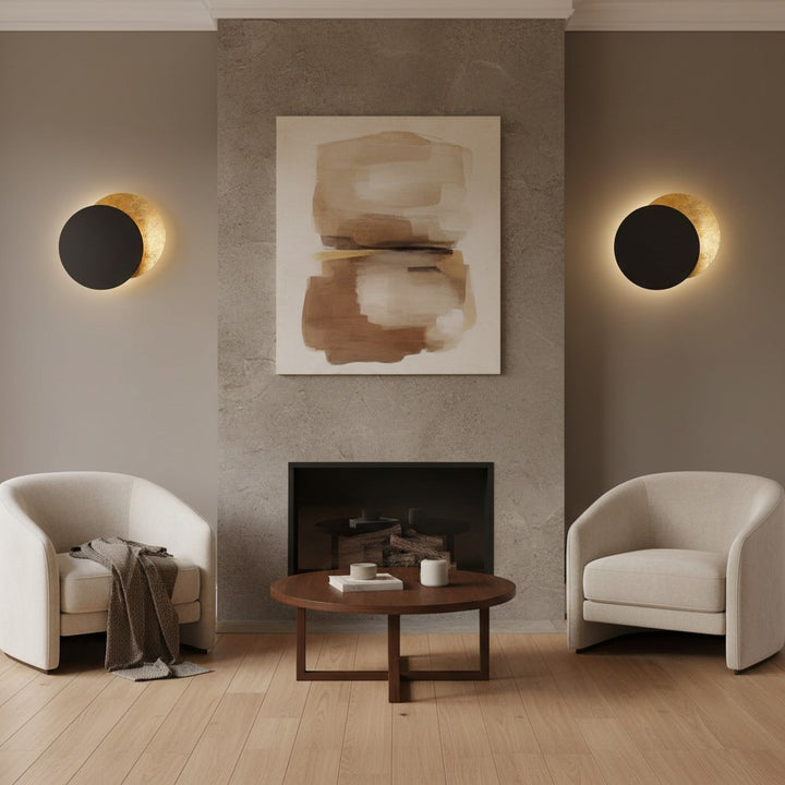 Discola Disc Wall Lamp – Modern Copper Halo Design with Circular Shade for Living Room or Bedroom N20