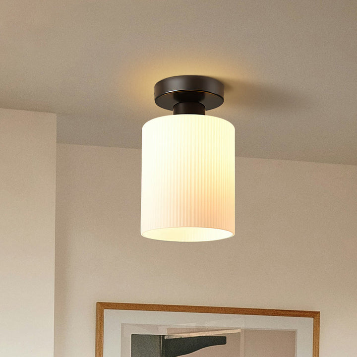 Chic Gold Ceiling Light - Mini Glass Striped Shade Lamp for Hallway
