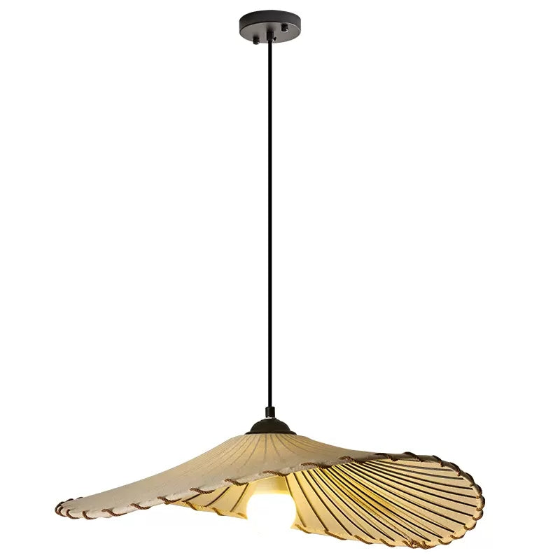 Wabi-Sabi Lotus Leaf Pendant Lamp – Fabric Light – Vintage Minimalist