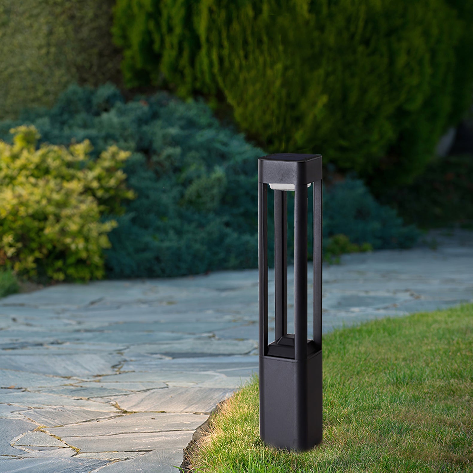 Rectangular Garden Bollard Light - Modern LED Lamp for Pathway