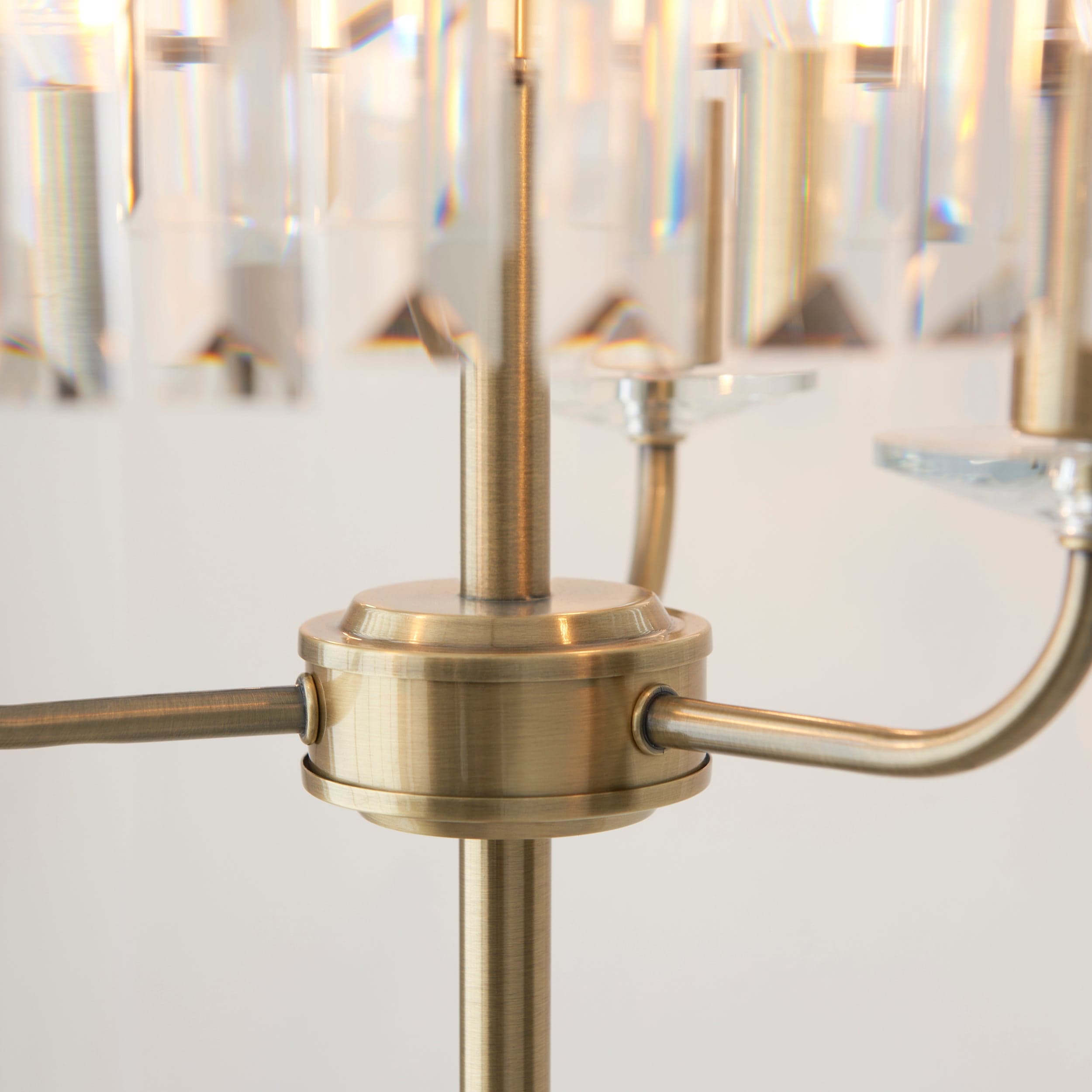 Beveline 3 Light Round Floor Lamp - Faceted Cut Glass Shades Classic Metal Finish For Living Rooms
