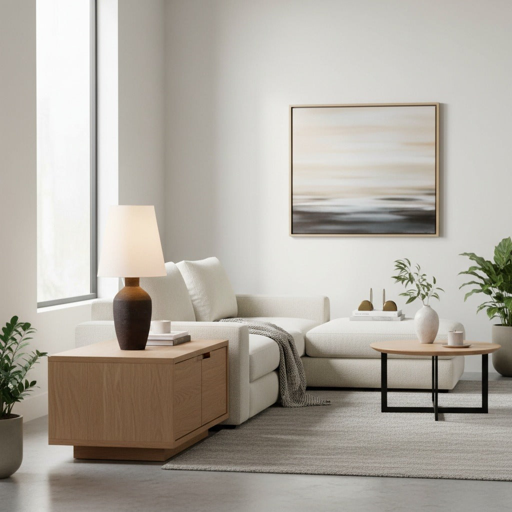Ceruna Modern Ceramic Table Lamp – Sculptural Body Clean Finish for Entryway and Lounge