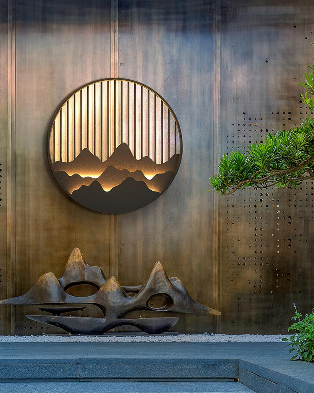 Mountain Outdoor Wall Lamp - Modern Circular Metal Light for Garden