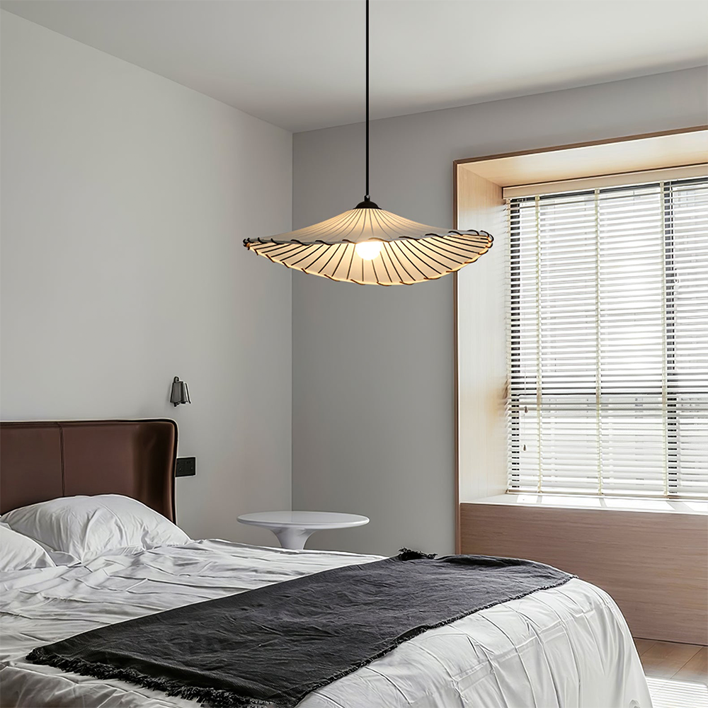Wabi-Sabi Lotus Leaf Pendant Lamp – Fabric Light – Vintage Minimalist