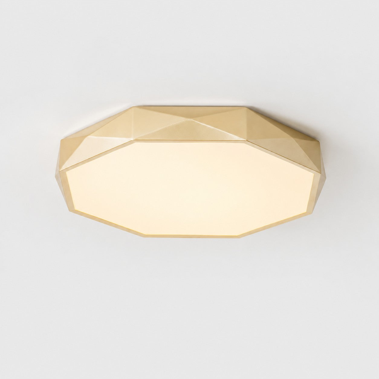 Faceted Gold Geometric LED Flush Mount Ceiling Light