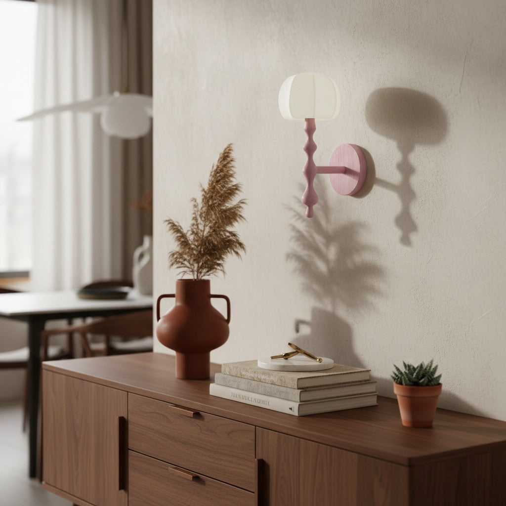 Savara Modern Curved Base Wall Light – Soft Diffused Fabric Shade for Hallways and Living Rooms