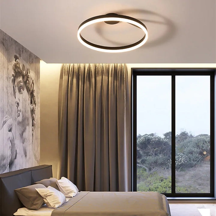 Metal Circle Ceiling Light - Minimalist LED Lamp for Living Room