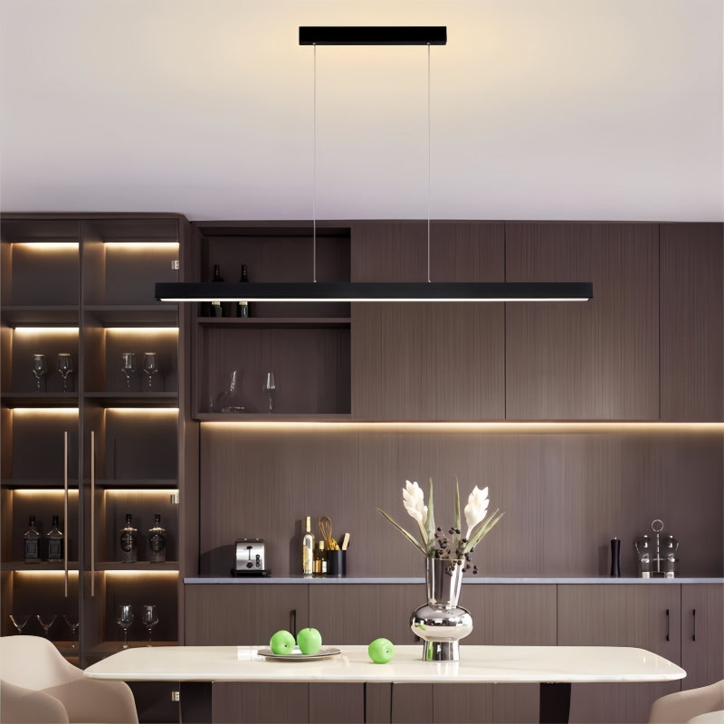 Schwarzer linearer Industrie-Kronleuchter aus Metall