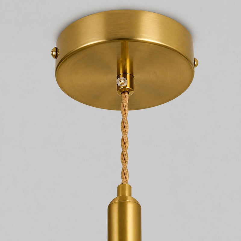Slim Brass and Green Jade Pendant Light