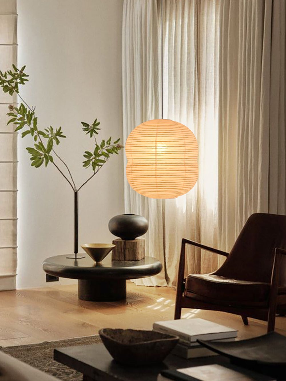 Washi-Papier-Mini-Pendelleuchte – Lampe im japanischen Stil für das Wohnzimmer