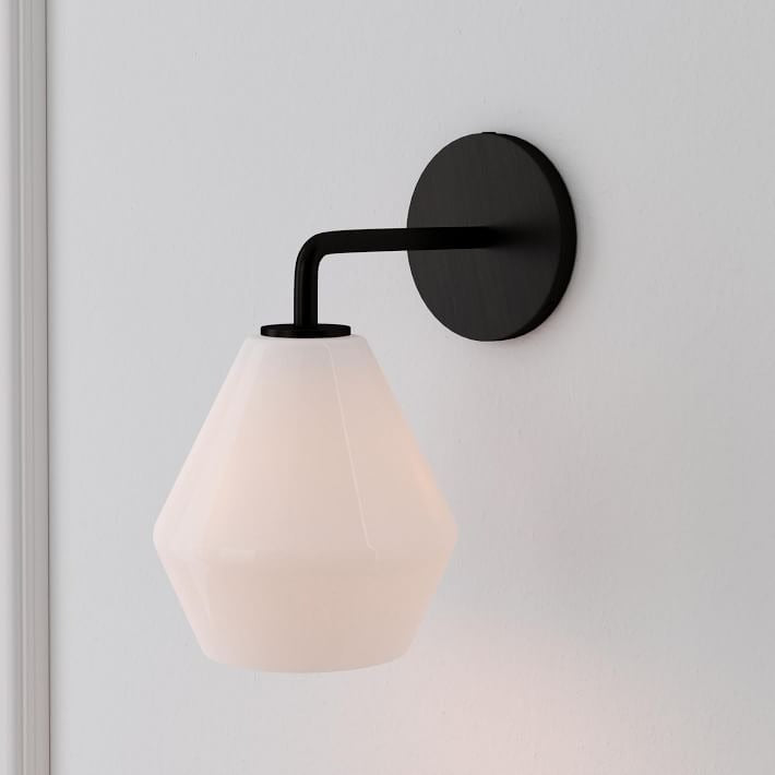 Merin Sculptural Milk Glass Geometric Wall Lamp