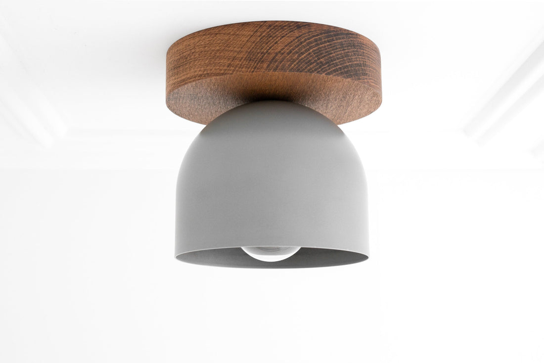 Metio Dome Moderne rustikale Deckenleuchte – Holz- und Metallfusion