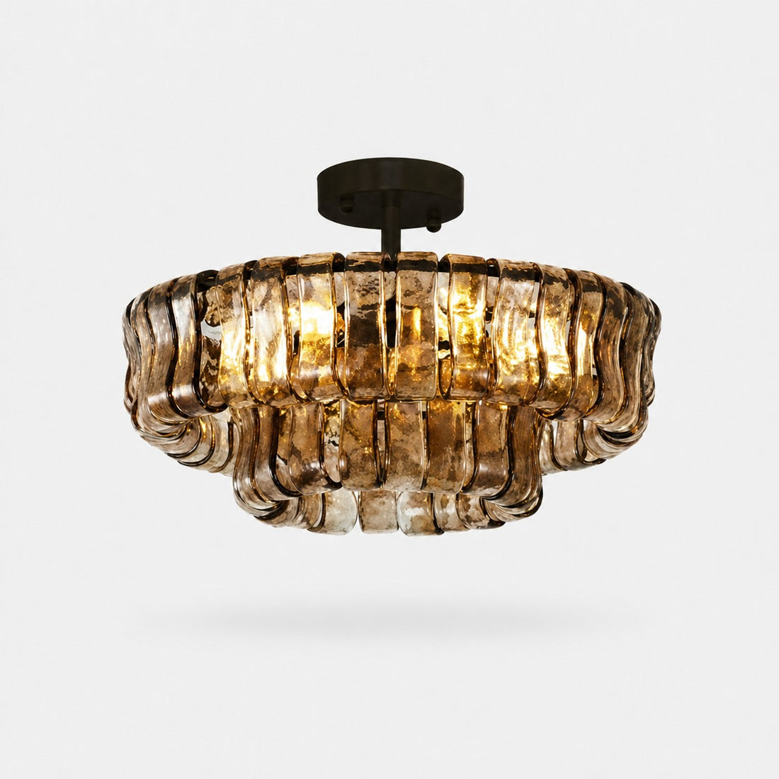 French Vintage Ripple Glass Chandelier