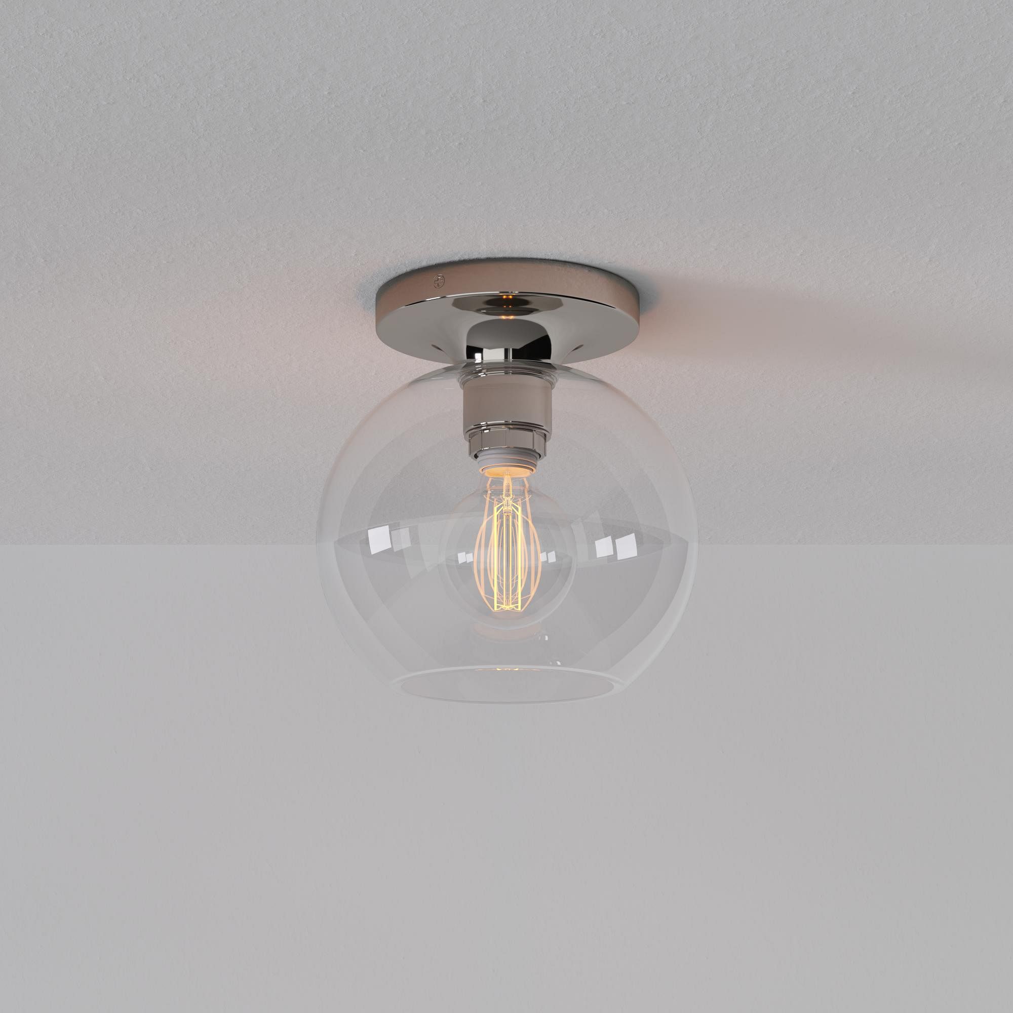 Selvion Modern Globe Ceiling Lamp - Damp-Rated Bathroom Lighting - Luxe Glass Shade