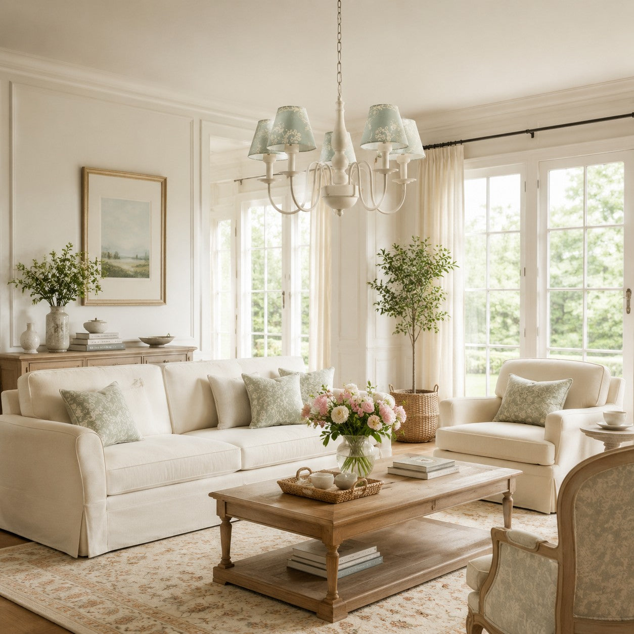 Colorful Fabric Shade 5-Light Chandelier