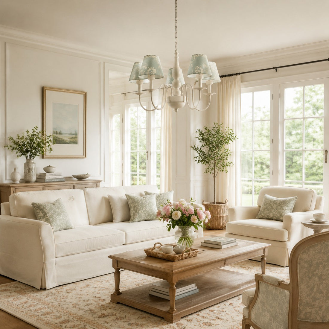 Colorful Fabric Shade 5-Light Chandelier