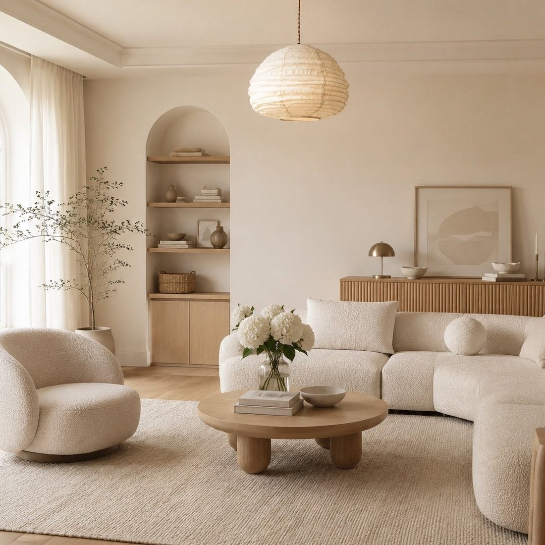 Natural Linen Wabi-Sabi Pendant Lamp