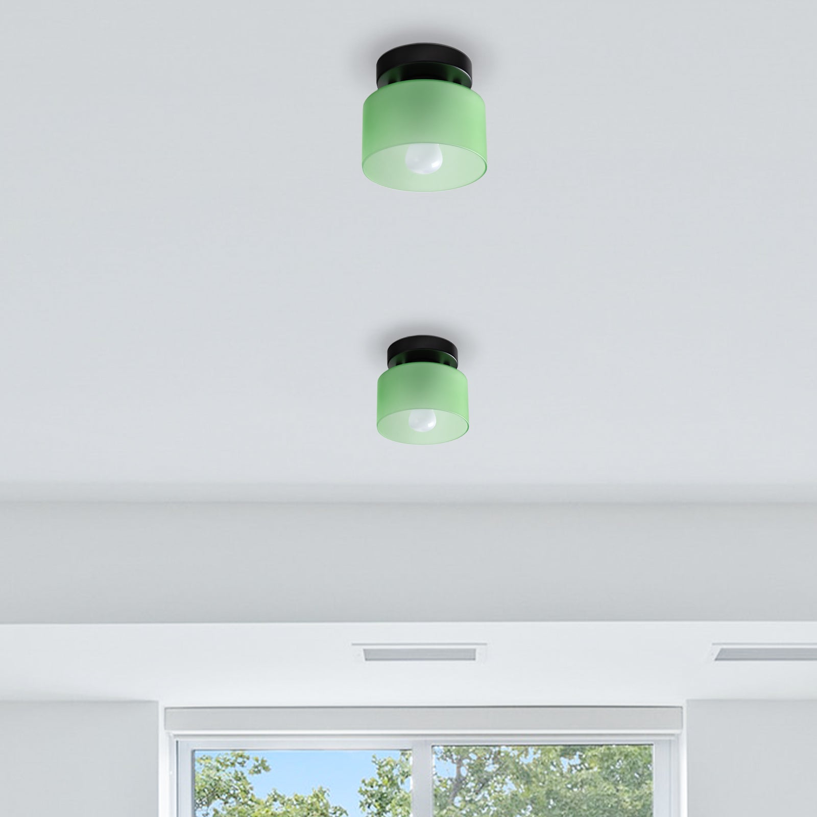 Bauhaus Glas Deckenleuchte - Minimalistische Mini Design Lampe für den Flur