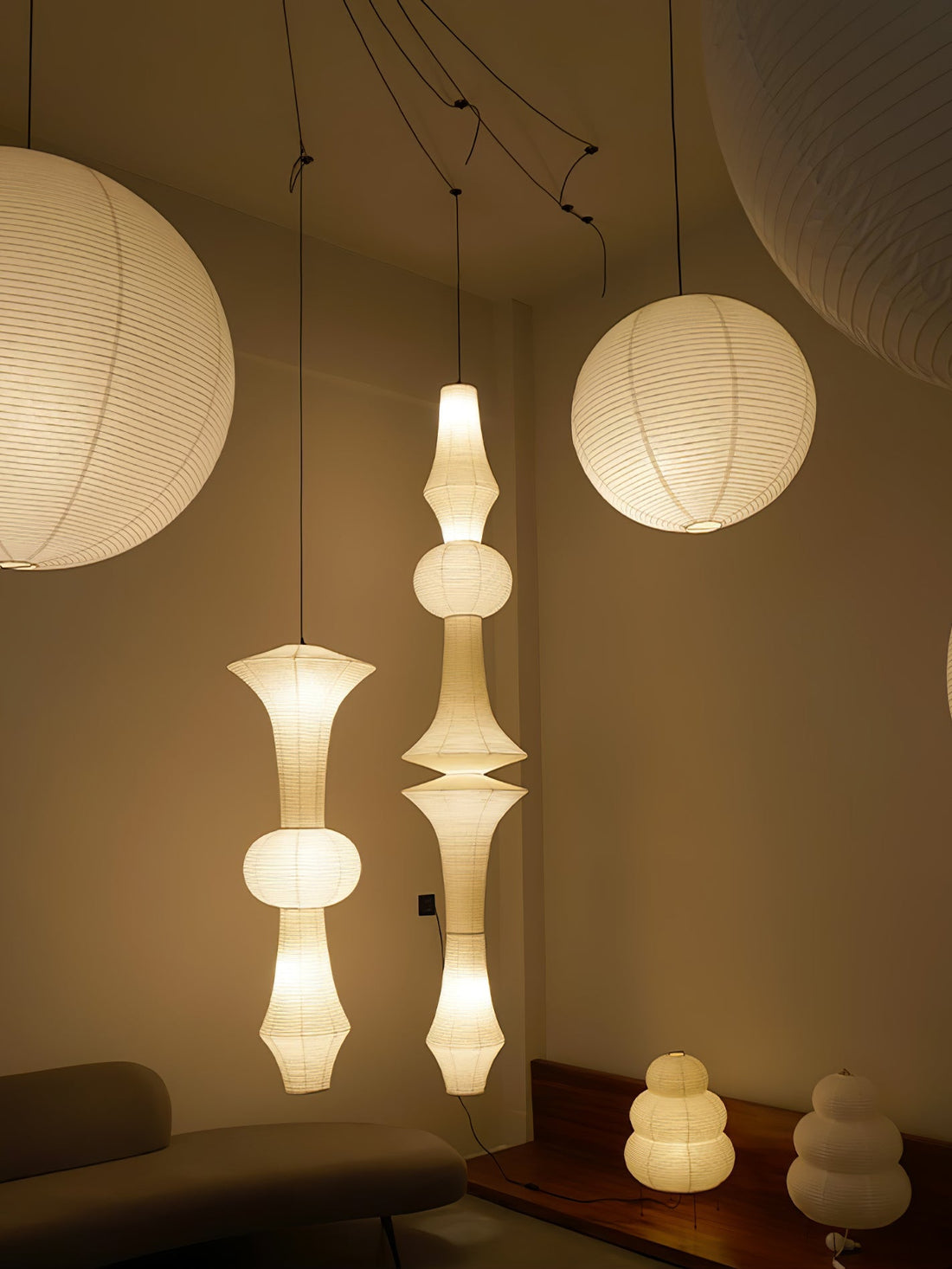 Washi-Papier-Pendelleuchte – Japanische handgefertigte Lampe für das Wohnzimmer