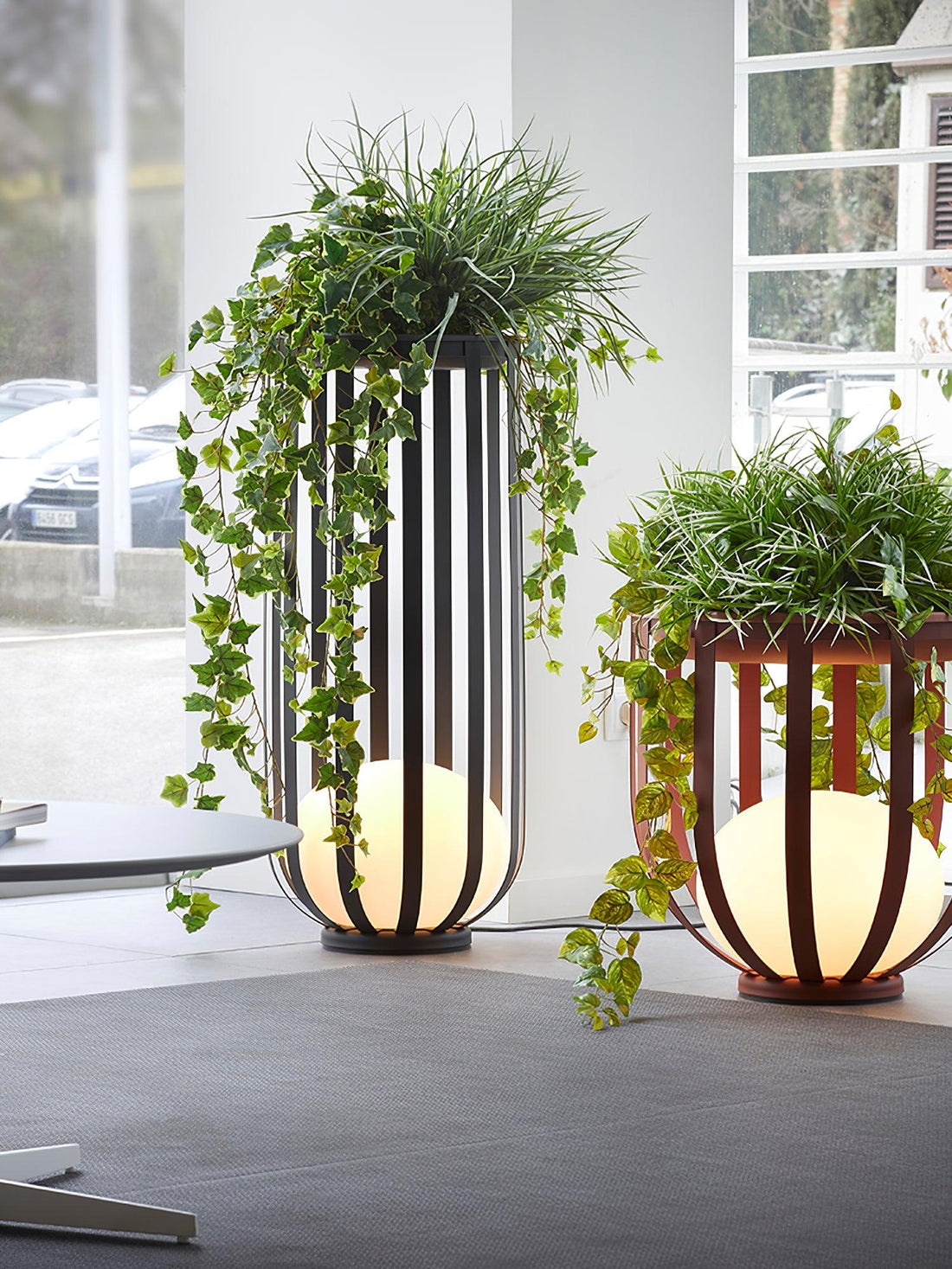 Garden Outdoor Floor Lamp - Dimmable LED Light with Tray & Flower Pot