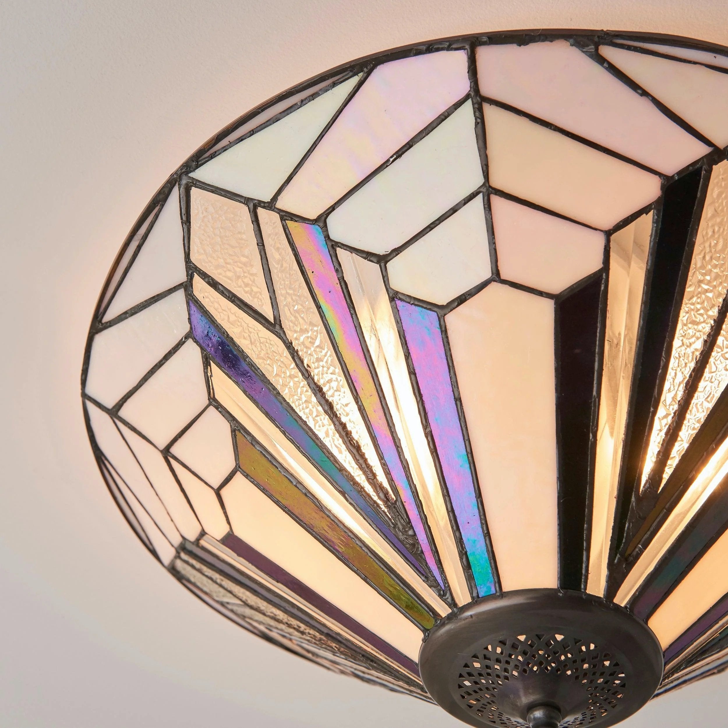 TiffStar Elegant Art Glass Flush Ceiling Light - Vintage-Inspired Ceiling Fixture for Home Interiors