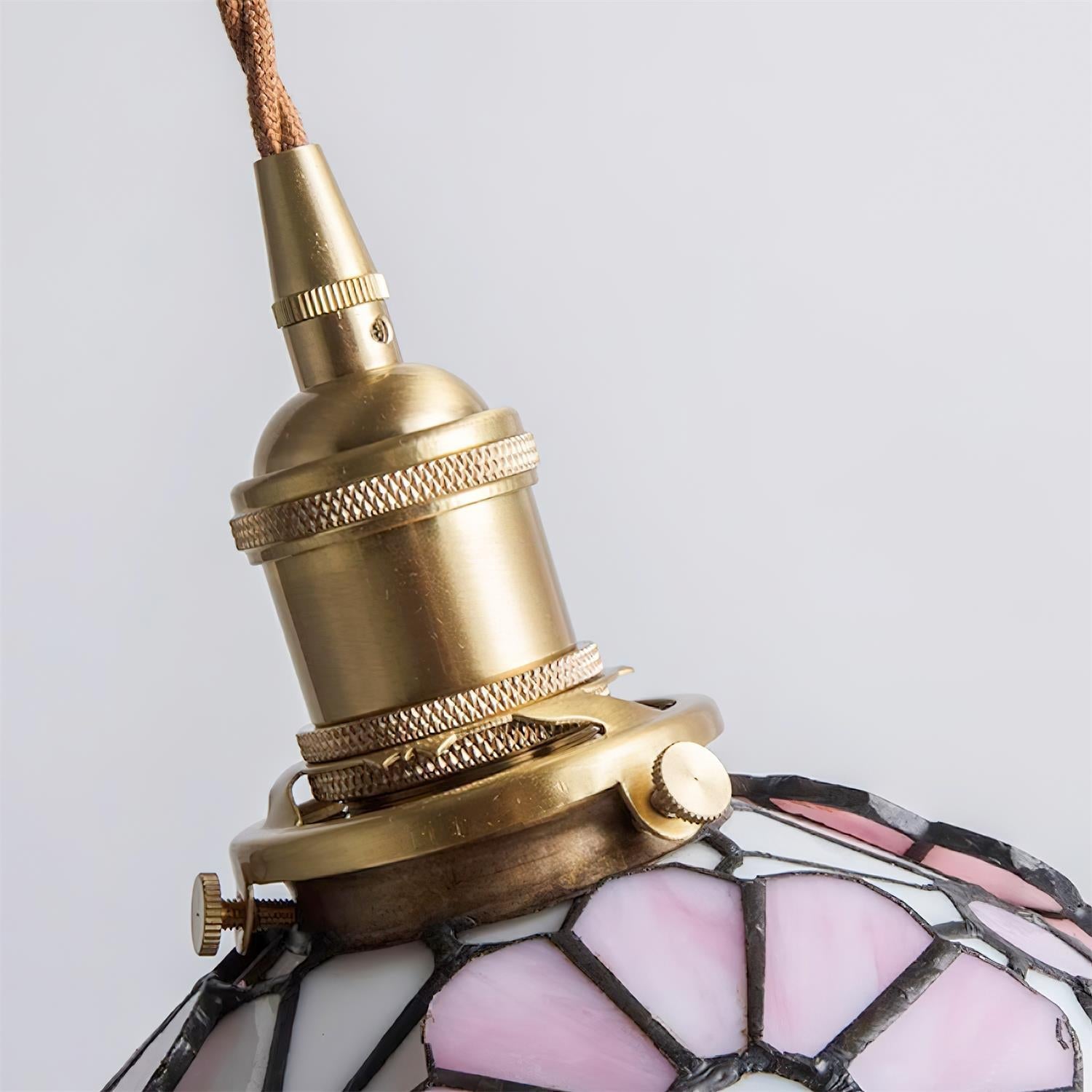 Brass Stained Glass Plug-In Pendant