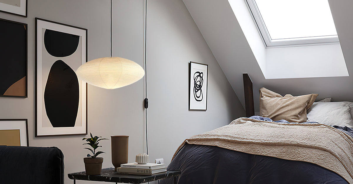 Washi Paper Pendant Lamp - Handcrafted Mulberry Light for Cozy Room