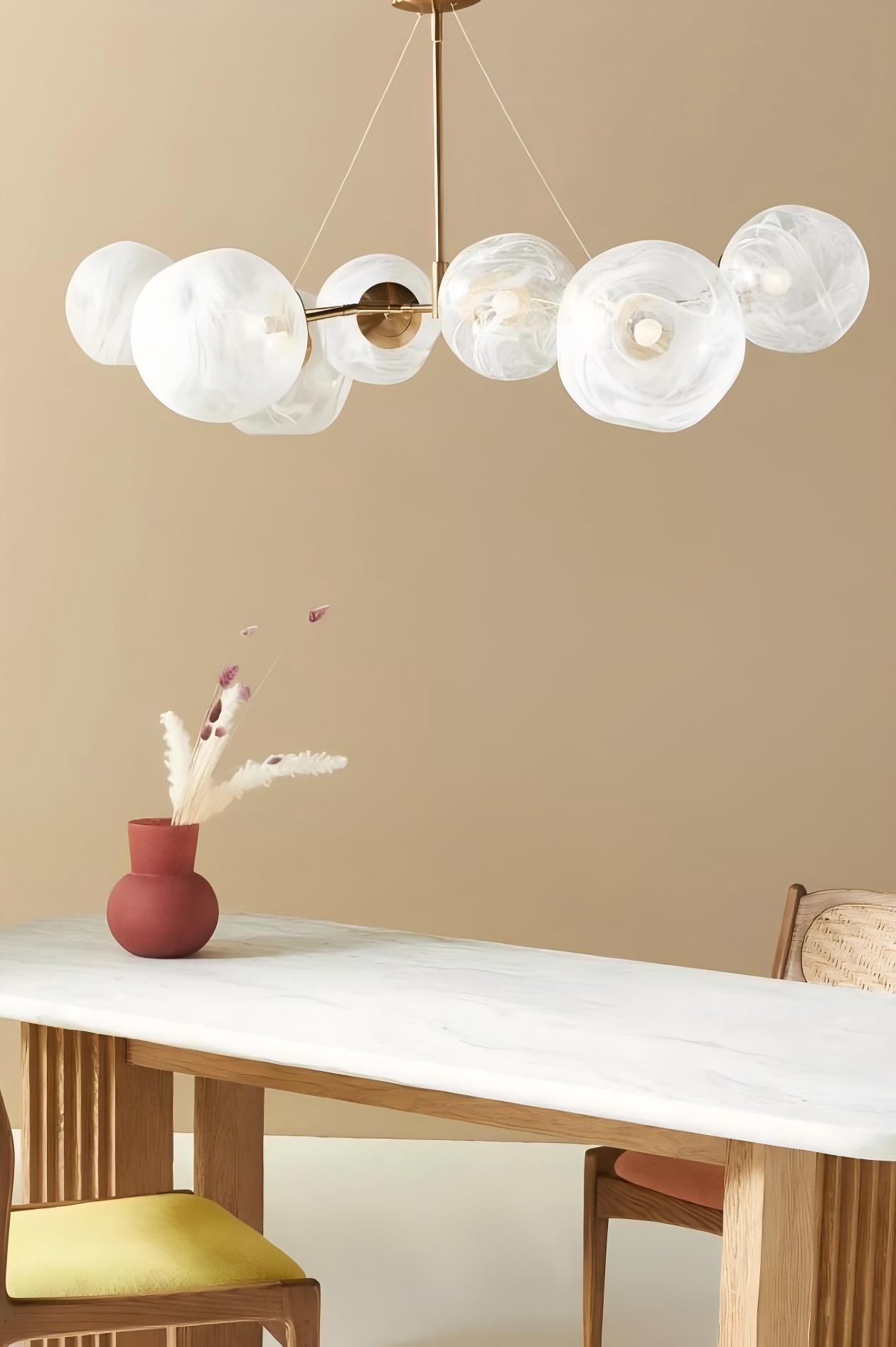 Pawrior Multi-head Organic Glass Spherical Chandelier - Modern Cloud Design Branch Light