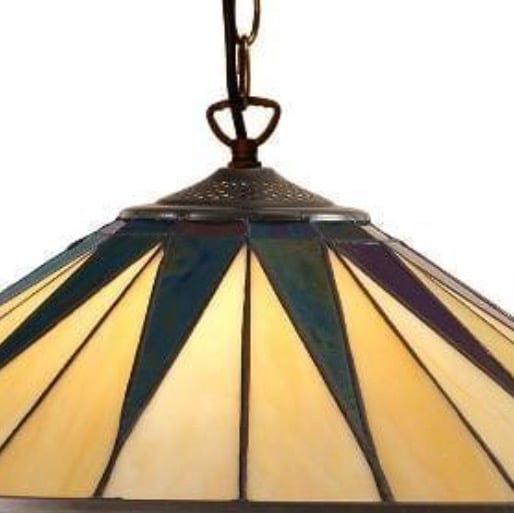 TF Dark Star Tiffany Pendant – Stained Glass Geometric Design Ceiling Light for Living Rooms