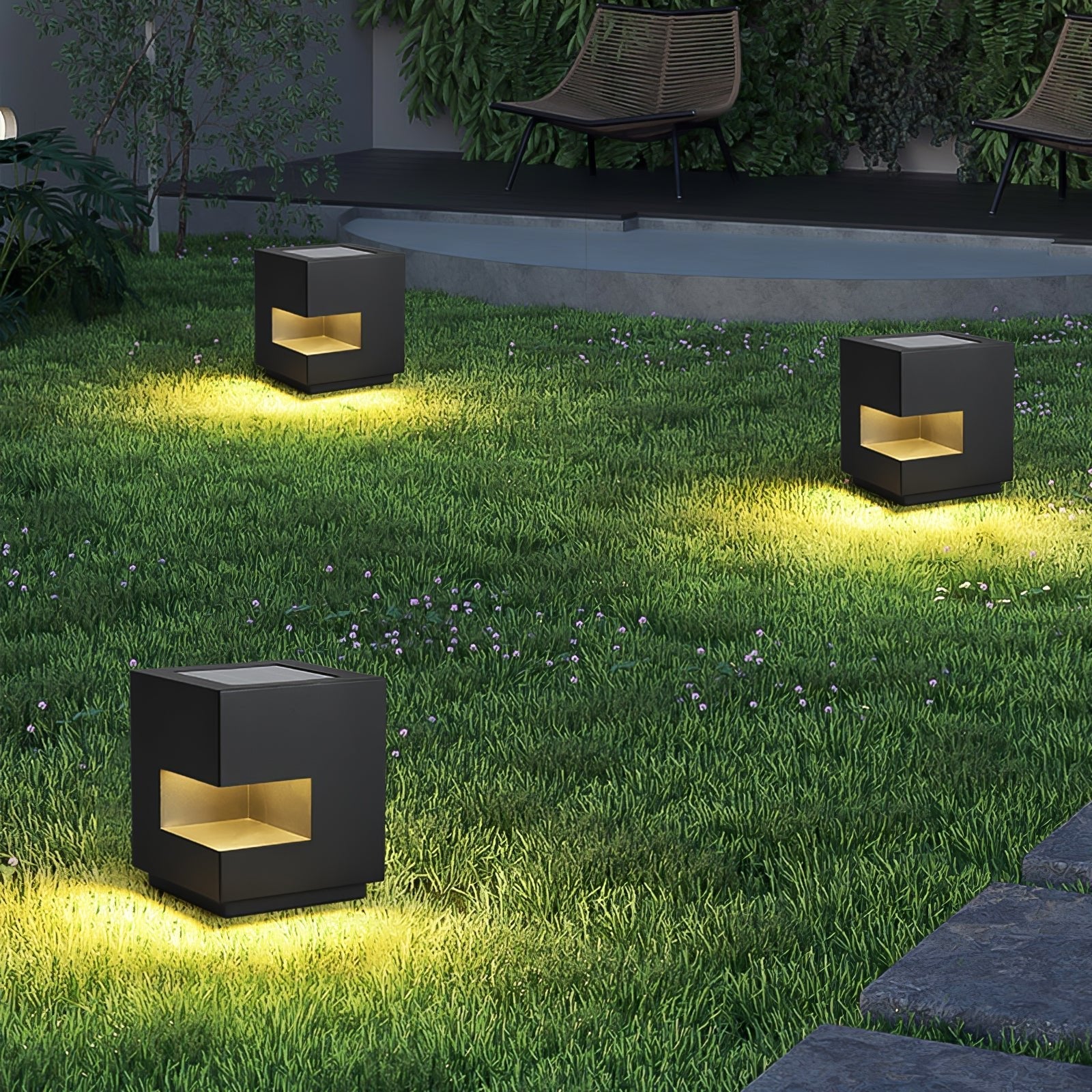 Cube Post Outdoor Light - Cube Outdoor Lamp Great for Courtyards