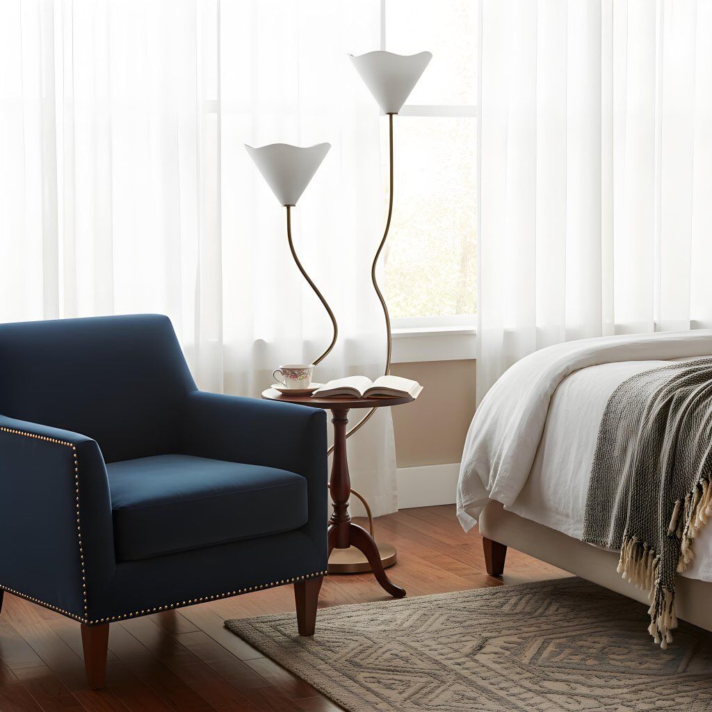 Kysara Floor Lamp - Dual-Stem Floral Design are Suitable for Placement in the Living Room or Bedroom or Study