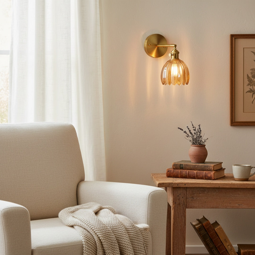 Blossix Floral Tulip Wall Sconce – Modern Wall Lamp Metal Base for Home Interior Lighting N64