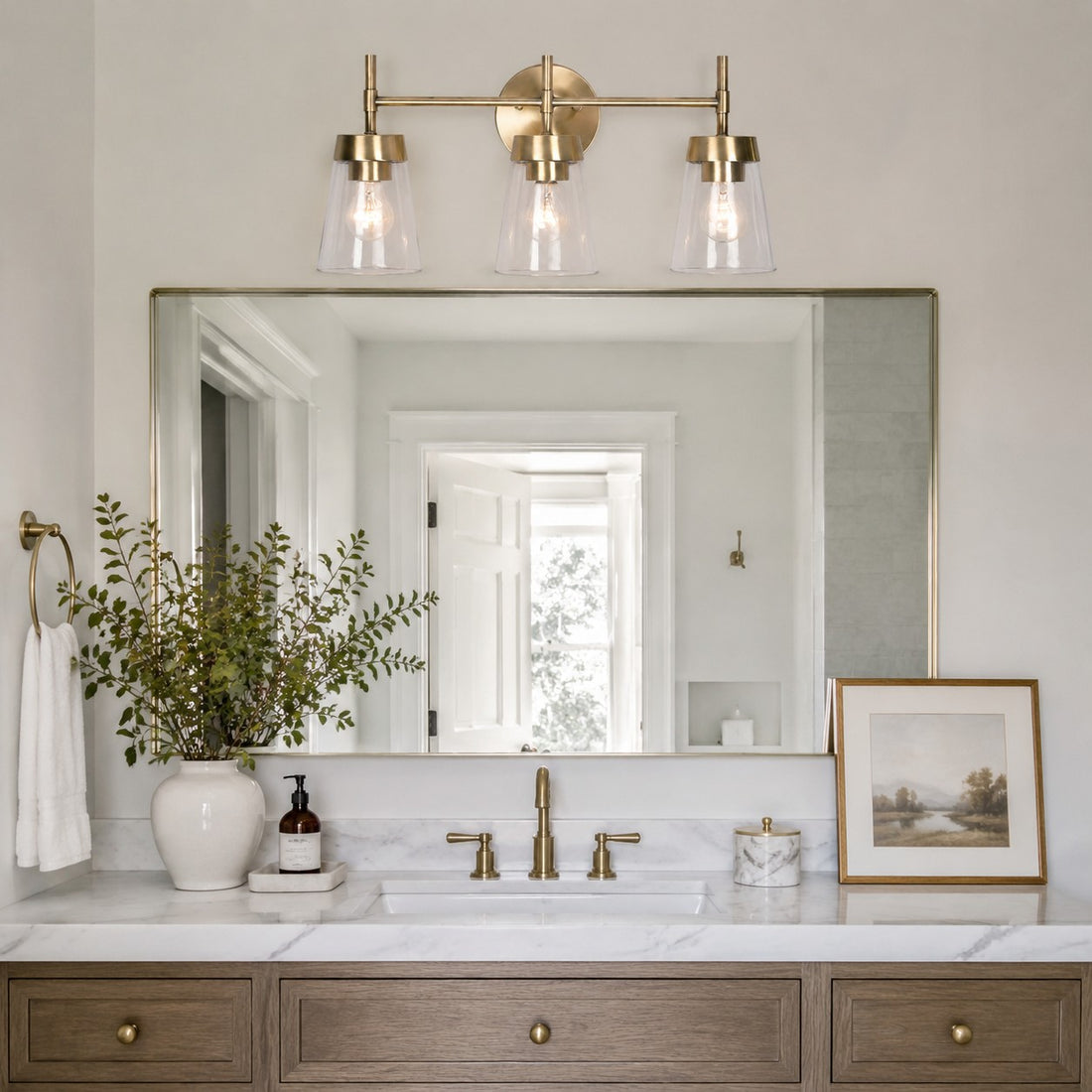 Brushed Brass 3-Light Bathroom Vanity Wall Light