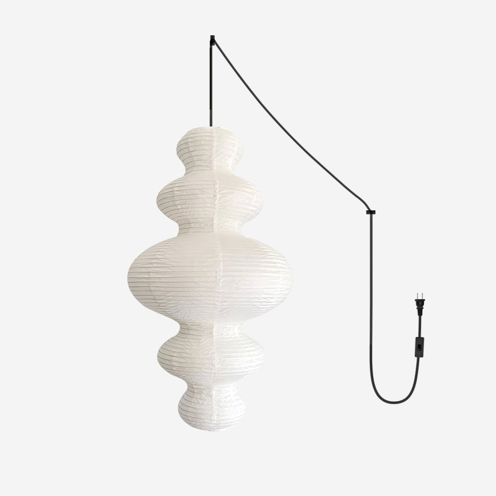 Luxurious Pendant Swag Lamp - Sculptural Rice Paper Lamp for Bedroom