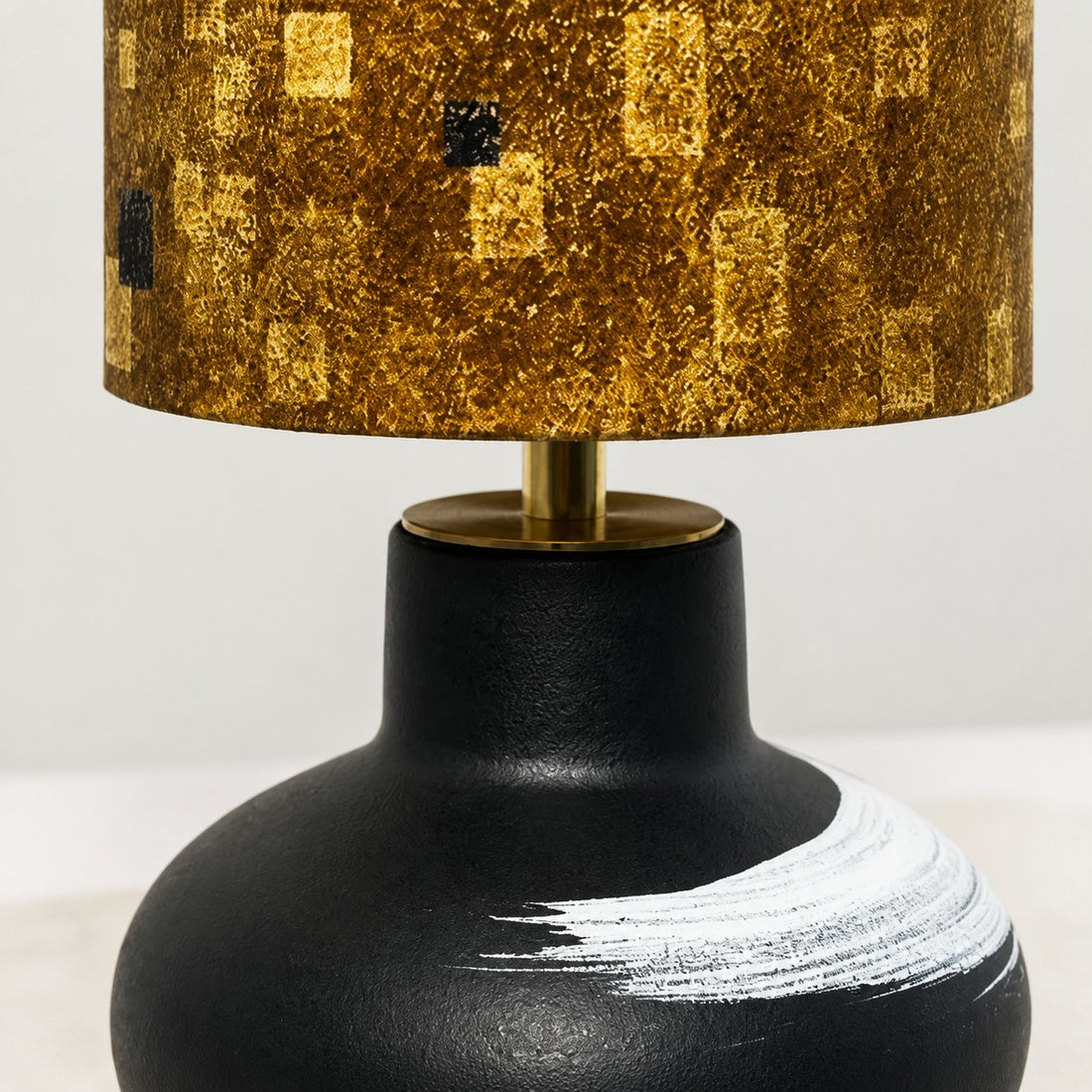 Handcrafted Speckled Fabric Shade Ceramic Table Lamp