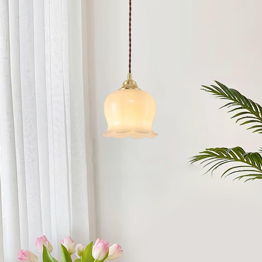 Brass Resin Petal Plug-In Pendant
